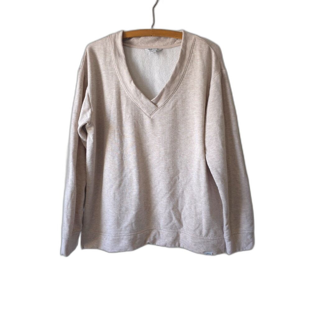 Orvis Long Sleeved Tunic Sweater Shirt V Neck Women's M Fleece Modal COMFY Eco